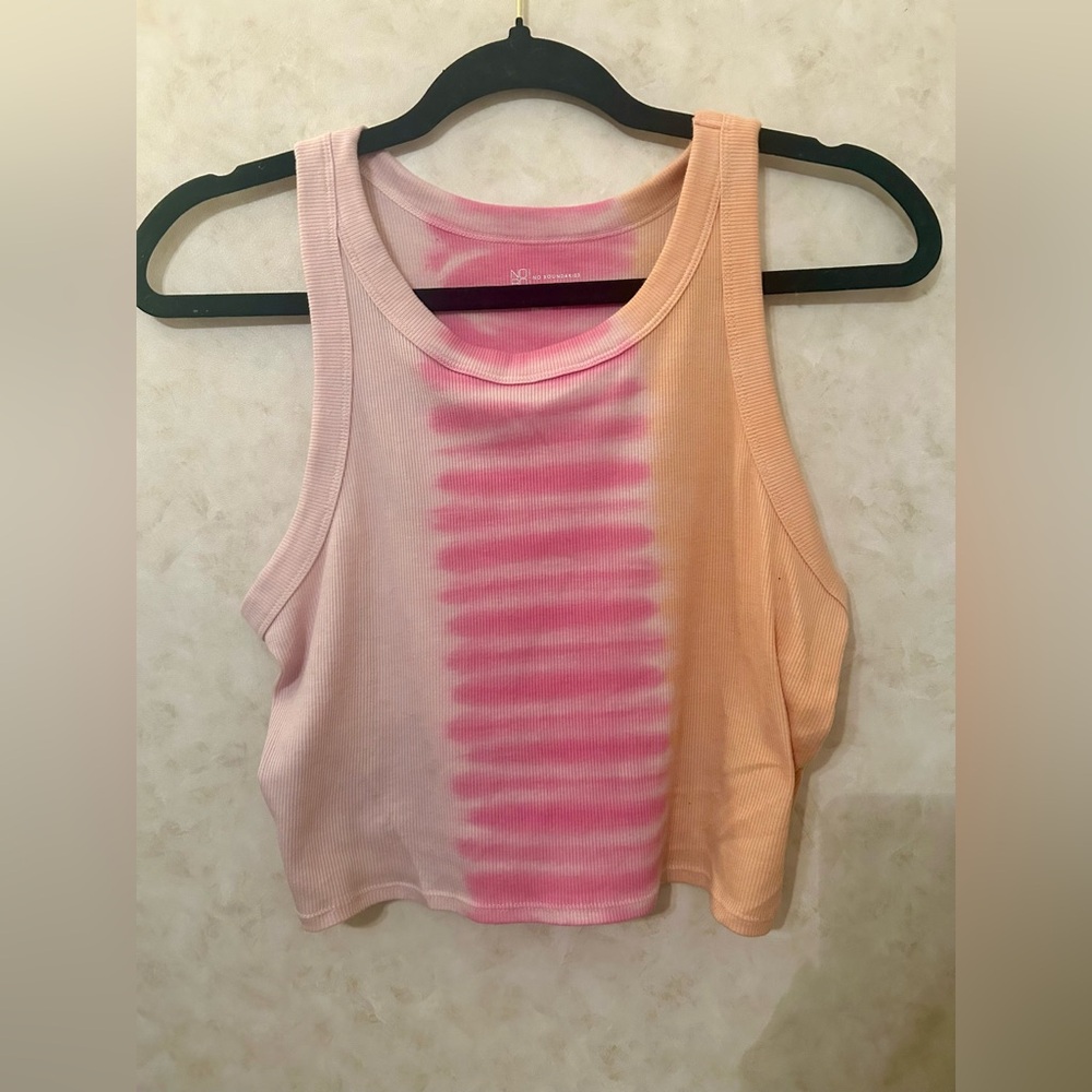 No Boundaries Pink and Orange Striped Crop Top